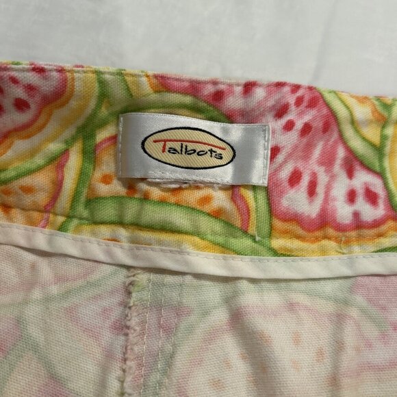 Talbots Womens Capri Pants XL Watermelon Print Pink Green Yellow - Picture 7 of 8